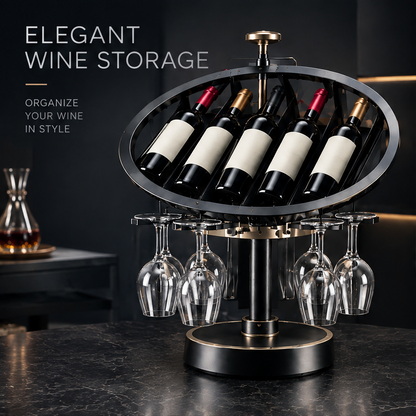 nestovn® Orbital Wine Rack — Elegant Wine Storage, Organize Your Wine in Style, front view fully loaded