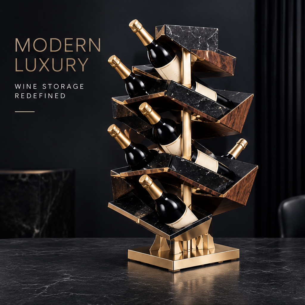 nestovn® Tower Wine Rack — Modern Luxury, Wine Storage Redefined, full load front view with champagne and red wine