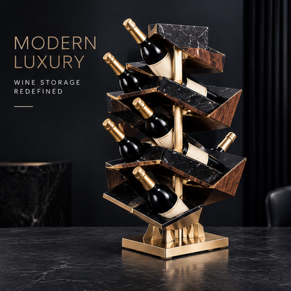 nestovn® Tower Wine Rack — Modern Luxury, Wine Storage Redefined, full load front view with champagne and red wine