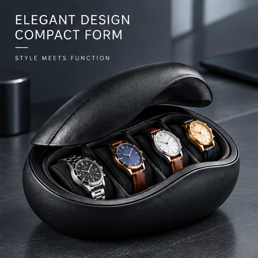 nestovn® Premium Leather Watch Case — Thoughtful Details, Crafted for Excellence, close-up of cushioned interior slots