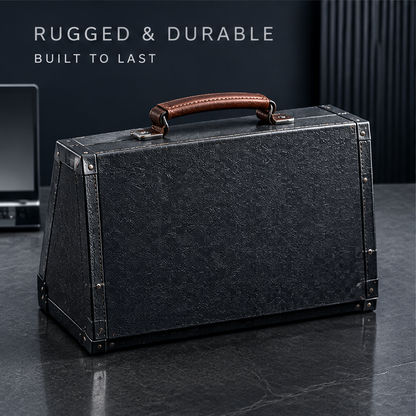 nestovn® Premium Watch Case Thoughtful Details — Crafted for Excellence, close-up of brown leather handle and watch slots