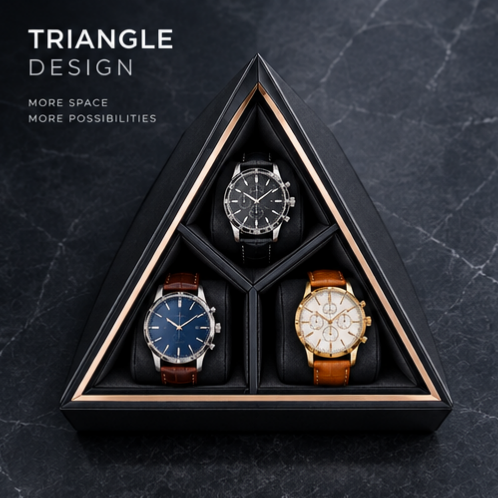 nestovn® Pyramid Watch Case — Premium Craftsmanship, Quality Materials Lasting Durability, angled view partially open