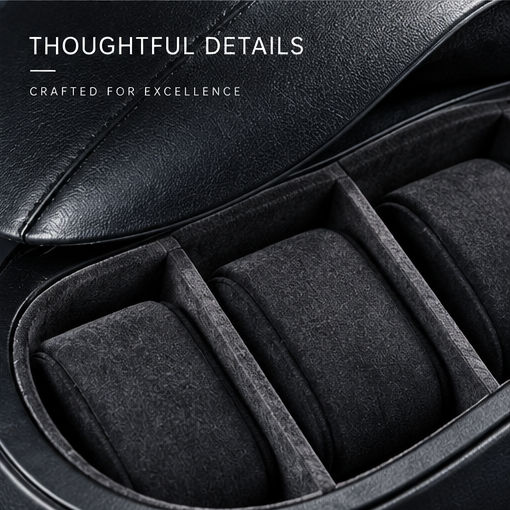 nestovn® Premium Leather Watch Case closed exterior — Durable & Reliable, Built for Longer, matte black leather shell