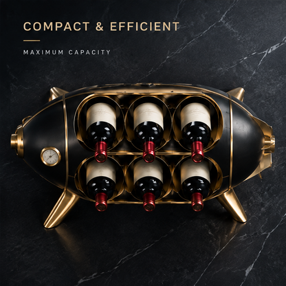 nestovn® Rocket Wine Rack — Compact & Efficient, Maximum Capacity, overhead top-down view with 6 wine bottles